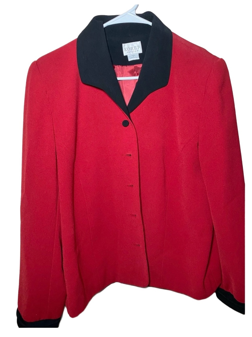 Koret Women’s Blazer‎ Solid Red Black Career Jacket  Buttons L/XL